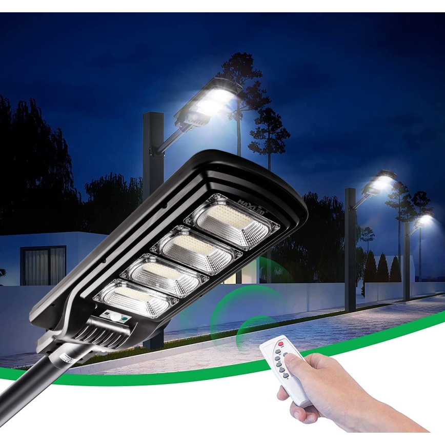 LED Prigušiva solarna ulična lampa sa senzorom LED/240W/6V 6500K IP65 crno + Daljinski upravljač