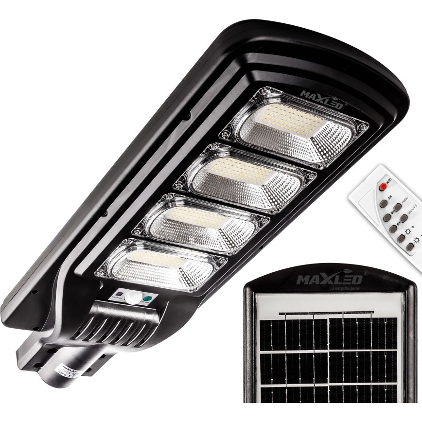LED Prigušiva solarna ulična lampa sa senzorom LED/240W/6V 6500K IP65 crno + Daljinski upravljač