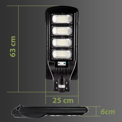 LED Prigušiva solarna ulična lampa sa senzorom LED/240W/6V 6500K IP65 crno + Daljinski upravljač