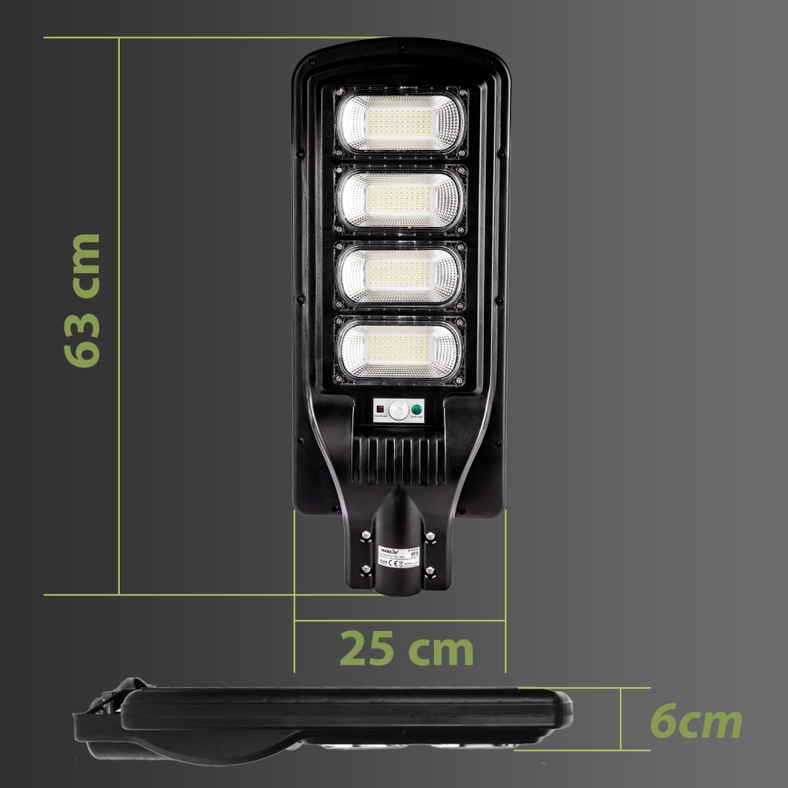 LED Prigušiva solarna ulična lampa sa senzorom LED/240W/6V 6500K IP65 crno + Daljinski upravljač