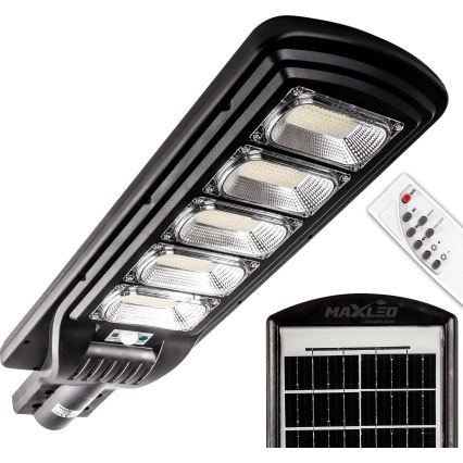 LED Prigušiva solarna ulična lampa sa senzorom LED/300W/6V 6500K IP65 crno + Daljinski upravljač