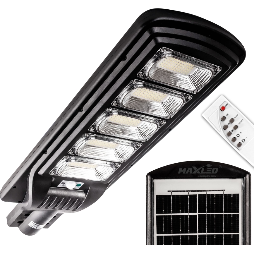 LED Prigušiva solarna ulična lampa sa senzorom LED/300W/6V 6500K IP65 crno + Daljinski upravljač