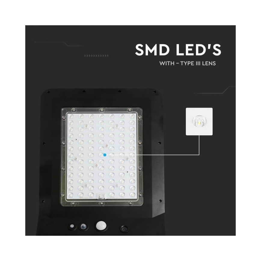 LED Solarna ulična svetiljka sa senzorom LED/40W/9,6V IP65 6000K + Daljinski upravljač