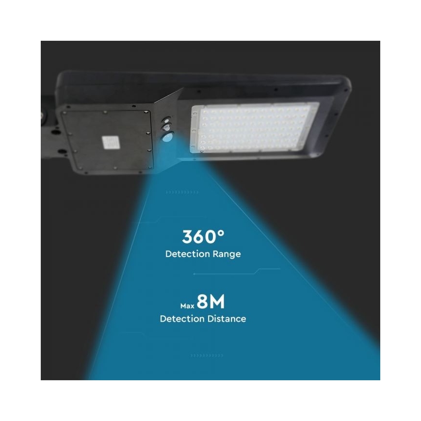 LED Solarna ulična svetiljka sa senzorom LED/40W/9,6V IP65 6000K + Daljinski upravljač