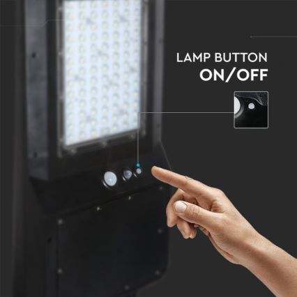 LED Solarna ulična svetiljka sa senzorom LED/40W/9,6V IP65 6000K + Daljinski upravljač