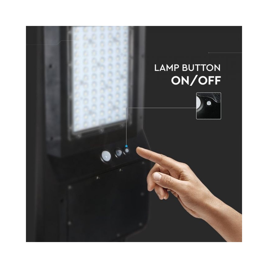LED Solarna ulična svetiljka sa senzorom LED/40W/9,6V IP65 6000K + Daljinski upravljač