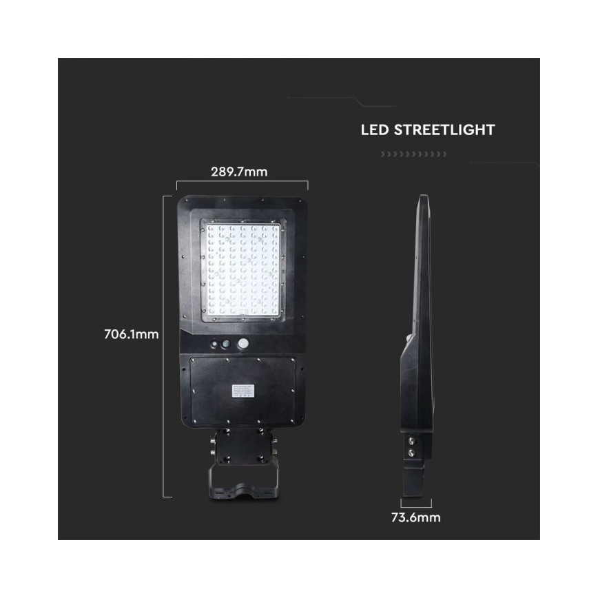 LED Solarna ulična svetiljka sa senzorom LED/40W/9,6V IP65 6000K + Daljinski upravljač