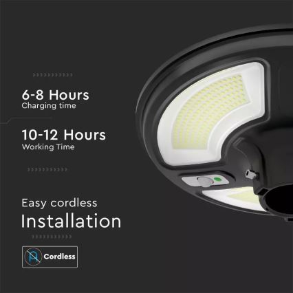LED Solarna ulična svetiljka sa senzorom LED/7,5W/3,2V IP65 4000K + Daljinski upravljač
