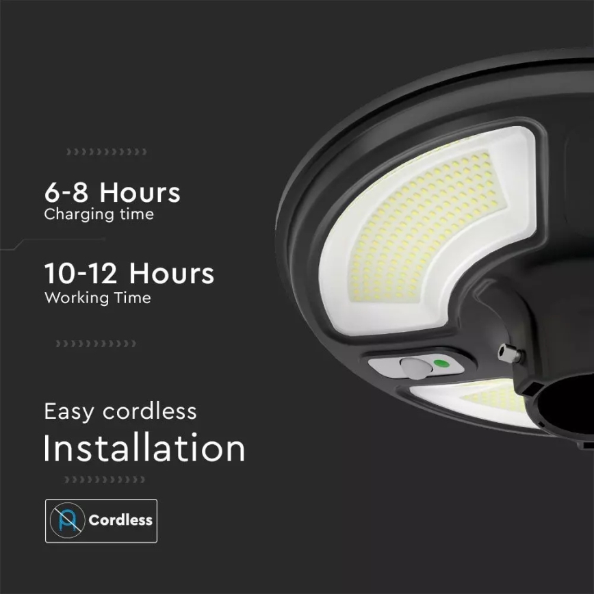 LED Solarna ulična svetiljka sa senzorom LED/7,5W/3,2V IP65 4000K + Daljinski upravljač