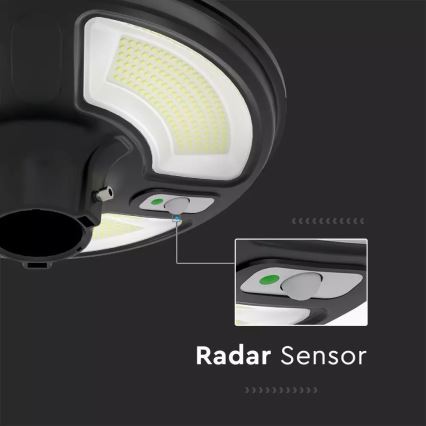 LED Solarna ulična svetiljka sa senzorom LED/7,5W/3,2V IP65 4000K + Daljinski upravljač