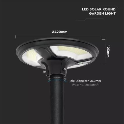 LED Solarna ulična svetiljka sa senzorom LED/7,5W/3,2V IP65 4000K + Daljinski upravljač