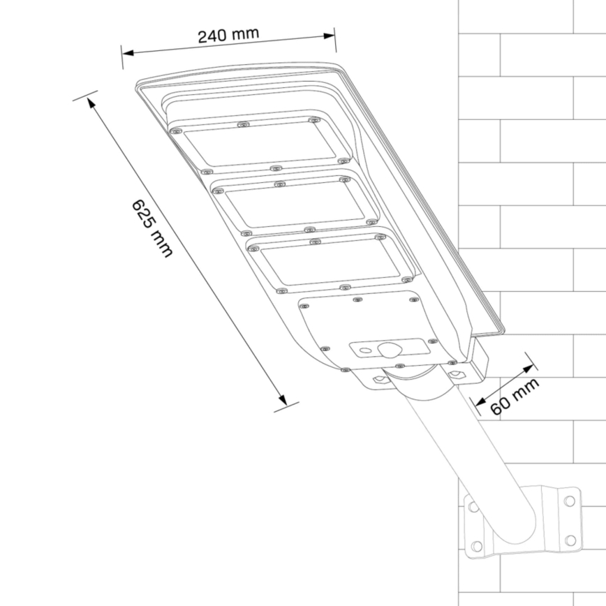 LED Solarna ulična svetiljka sa senzorom STREET LED/10W/3,2V IP65 + Daljinski upravljač