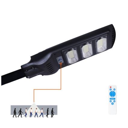 LED Prigušiva solarna ulična lampa sa senzorima za pokret i dan-noć URBI LED/8W/3,2V 6500K IP54 10000 mAh + Daljinski upravljač