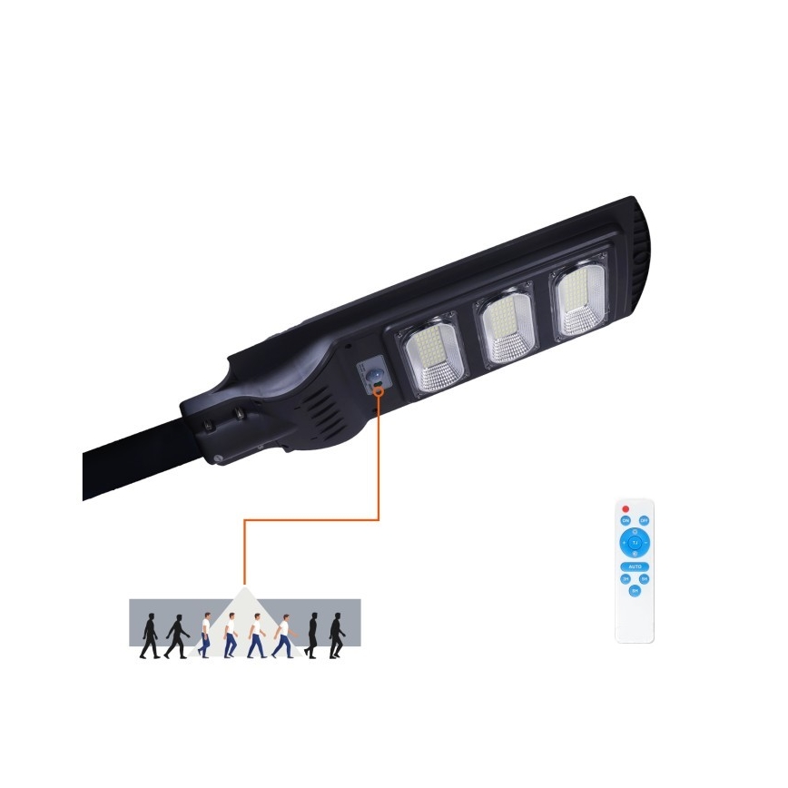 LED Prigušiva solarna ulična lampa sa senzorima za pokret i dan-noć URBI LED/8W/3,2V 6500K IP54 10000 mAh + Daljinski upravljač