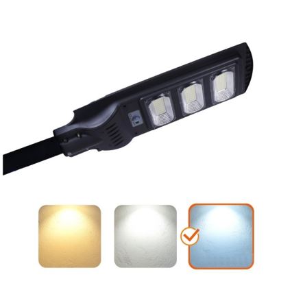 LED Prigušiva solarna ulična lampa sa senzorima za pokret i dan-noć URBI LED/8W/3,2V 6500K IP54 10000 mAh + Daljinski upravljač