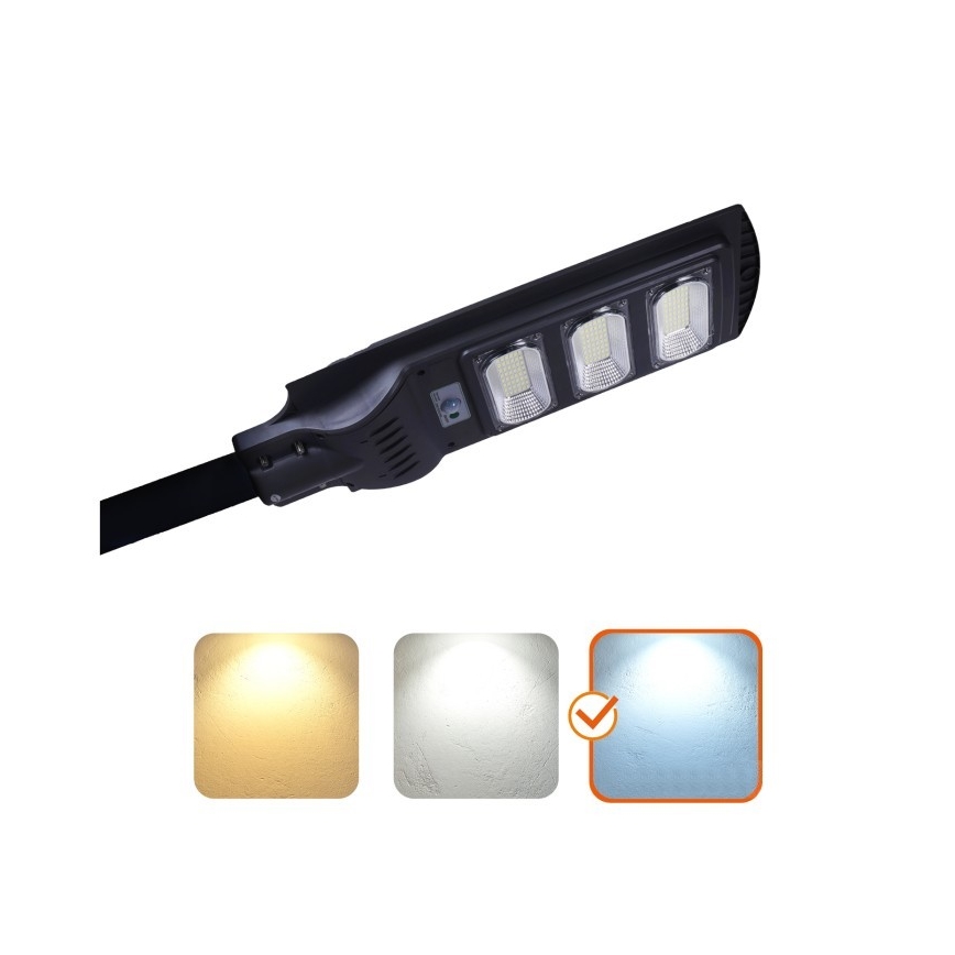 LED Prigušiva solarna ulična lampa sa senzorima za pokret i dan-noć URBI LED/8W/3,2V 6500K IP54 10000 mAh + Daljinski upravljač