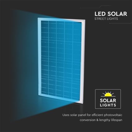 LED Prigušiva solarna ulična lampa SAMSUNG CHIP LED/50W/6,4V 4000K IP65 + Daljinski upravljač