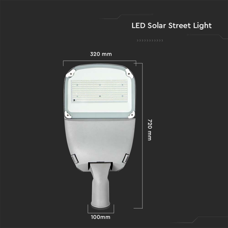 LED Prigušiva solarna ulična lampa SAMSUNG CHIP LED/50W/6,4V 4000K IP65 + Daljinski upravljač