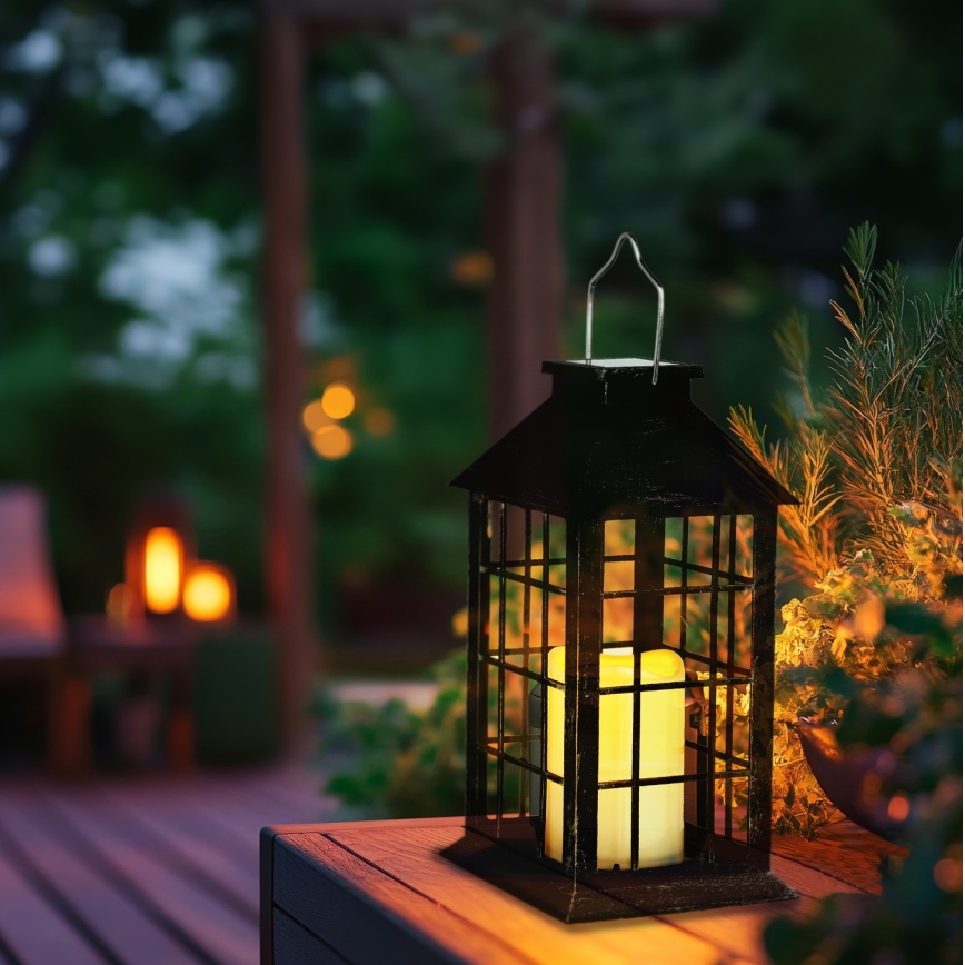 LED Solarna viseća lampa LED/0,02W/1,2V 2700K IP44 crno