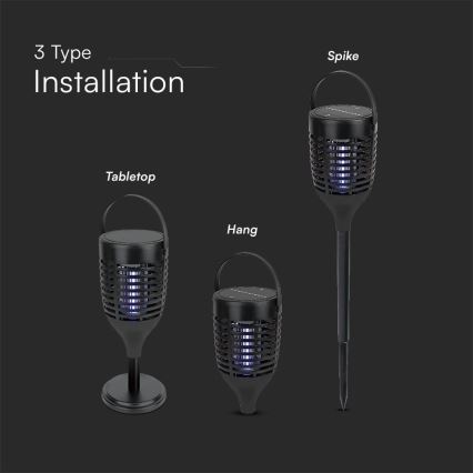 LED Solarna zamka za insekte 3u1 LED/1,3W/3,7V IP24