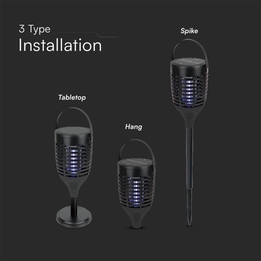 LED Solarna zamka za insekte 3u1 LED/1,3W/3,7V IP24