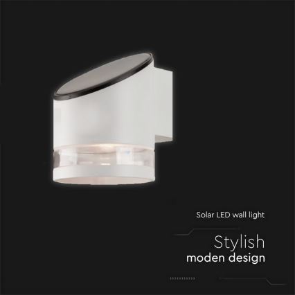 LED solarna zidna lampa LED/1W/3,7V 3000K IP54 1200 mAh bela