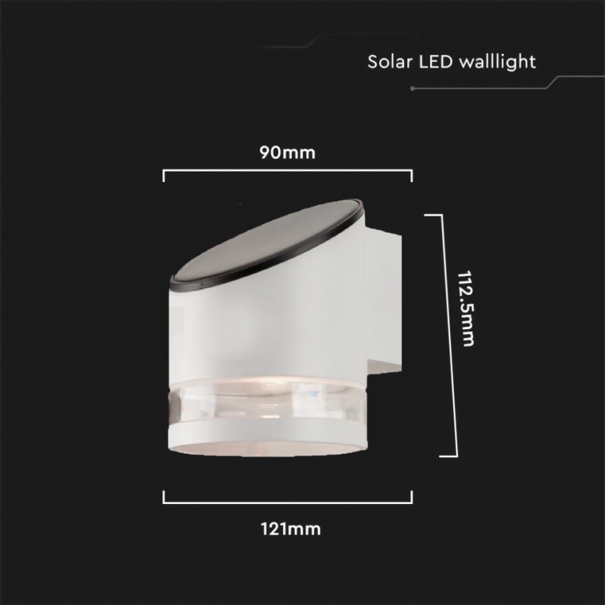 LED solarna zidna lampa LED/1W/3,7V 3000K IP54 1200 mAh bela
