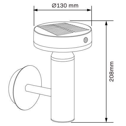 LED Solarna zidna lampa sa senzorom GWINEA LED/4,5W/3,7V IP44 crno