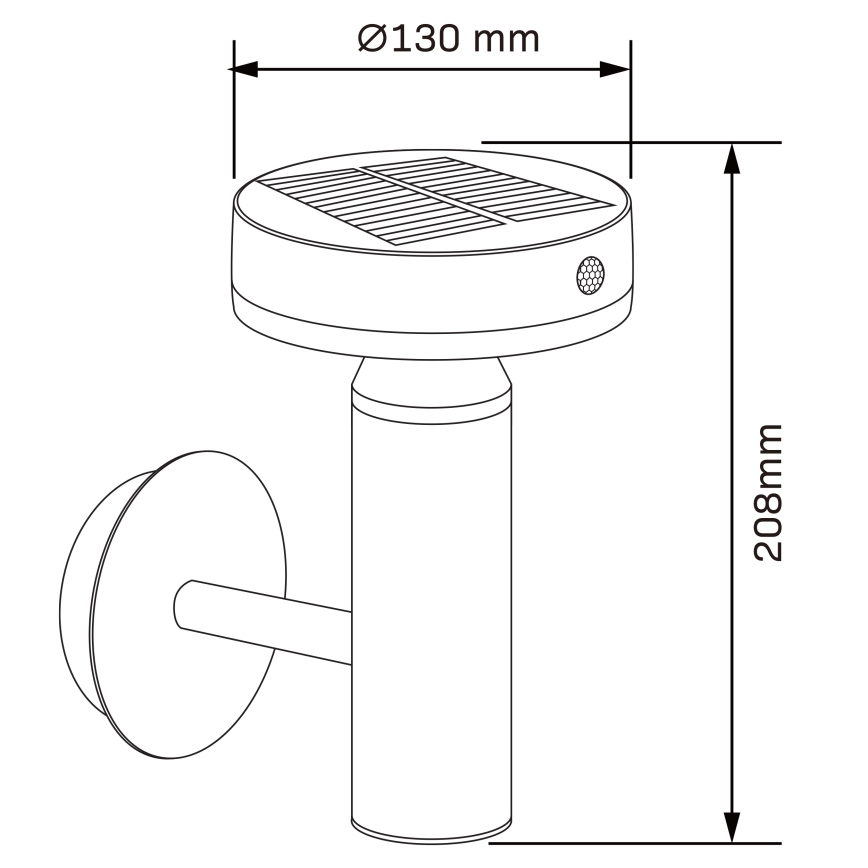 LED Solarna zidna lampa sa senzorom GWINEA LED/4,5W/3,7V IP44 crno