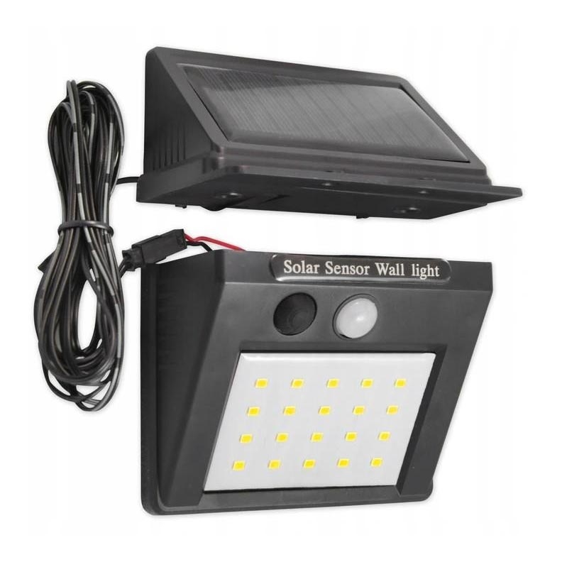 LED Solarna zidna lampa sa senzorom i sa eksternim panelom LED/0,55W/3,7V 1200 mAh IP65