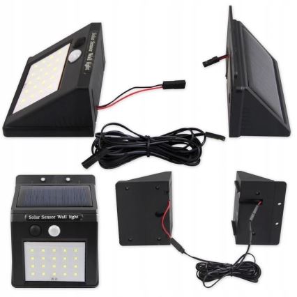 LED Solarna zidna lampa sa senzorom i sa eksternim panelom LED/0,55W/3,7V 1200 mAh IP65