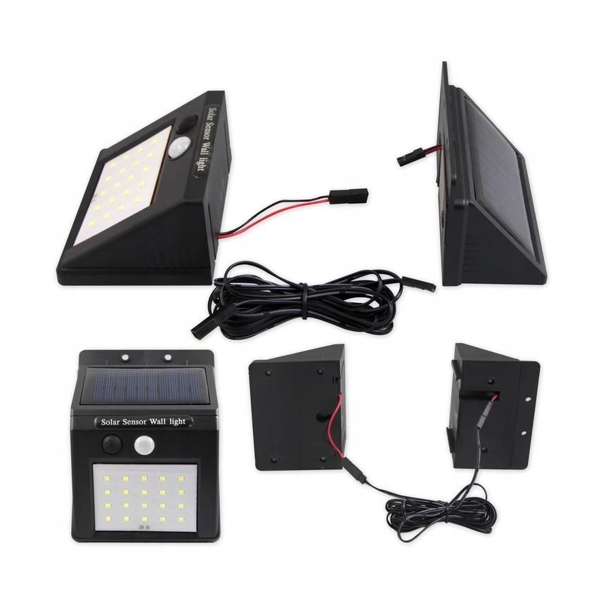 LED Solarna zidna lampa sa senzorom i sa eksternim panelom LED/0,55W/3,7V 1200 mAh IP65