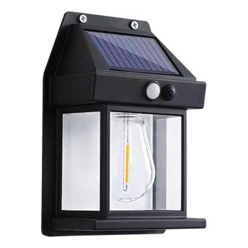 LED Solarna zidna lampa sa senzorom LANTER LED/1W/3,7V IP44 crno