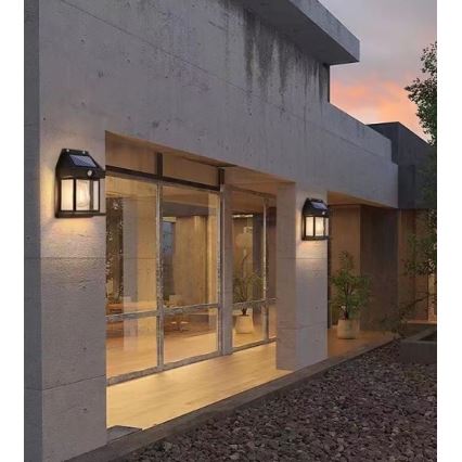 LED Solarna zidna lampa sa senzorom LANTER LED/1W/3,7V IP44 crno