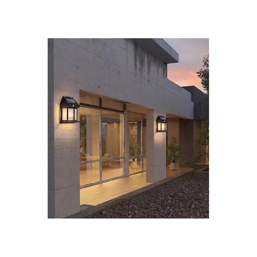 LED Solarna zidna lampa sa senzorom LANTER LED/1W/3,7V IP44 crno