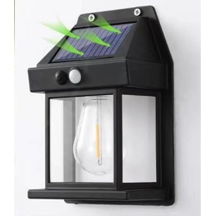 LED Solarna zidna lampa sa senzorom LANTER LED/1W/3,7V IP44 crno