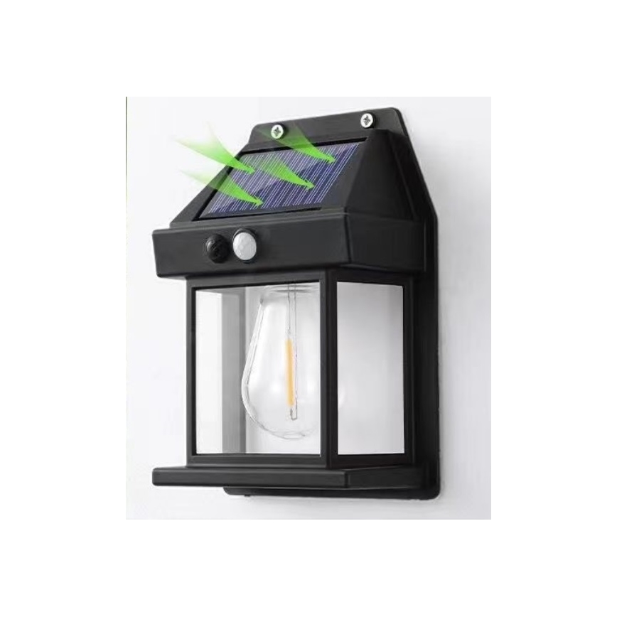 LED Solarna zidna lampa sa senzorom LANTER LED/1W/3,7V IP44 crno