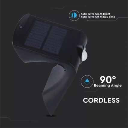 LED Solarna zidna lampa sa senzorom LED/1.5W/3,7V IP65 1200 mAh