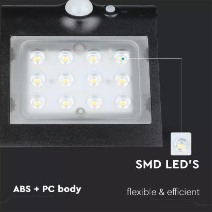 LED Solarna zidna lampa sa senzorom LED/1.5W/3,7V IP65 1200 mAh