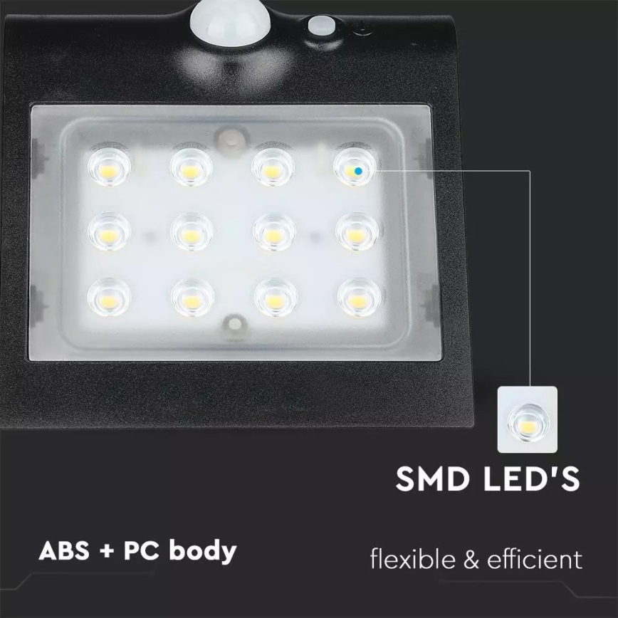LED Solarna zidna lampa sa senzorom LED/1.5W/3,7V IP65 1200 mAh