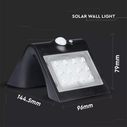 LED Solarna zidna lampa sa senzorom LED/1.5W/3,7V IP65 1200 mAh