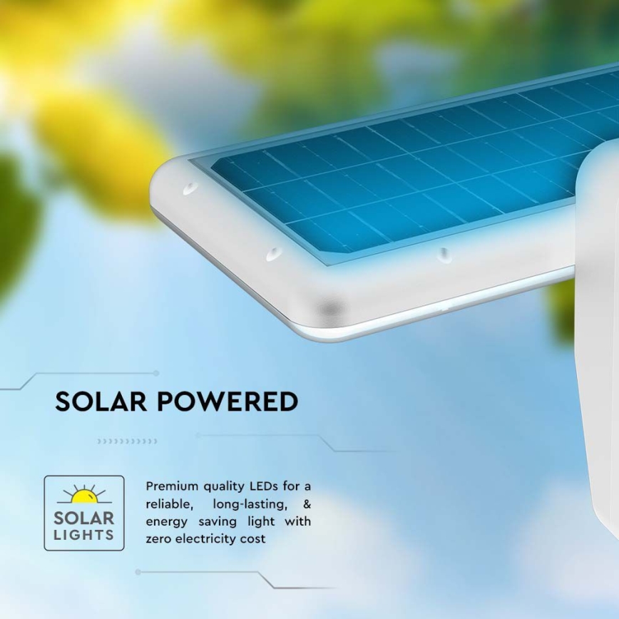 LED Solarna zidna lampa sa senzorom LED/15W/3,2V 4000K/6000K IP65 bela