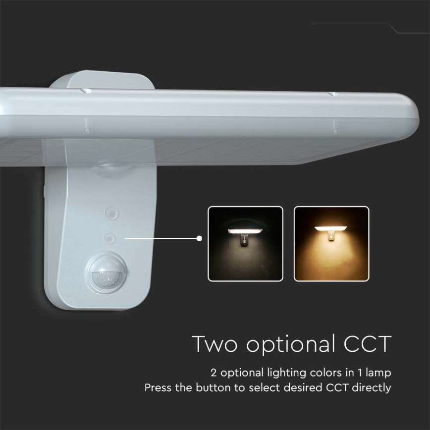 LED Solarna zidna lampa sa senzorom LED/15W/3,2V 4000K/6000K IP65 bela