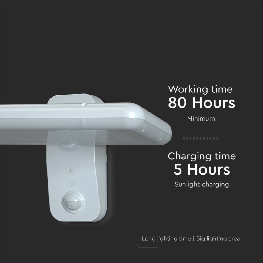 LED Solarna zidna lampa sa senzorom LED/15W/3,2V 4000K/6000K IP65 bela