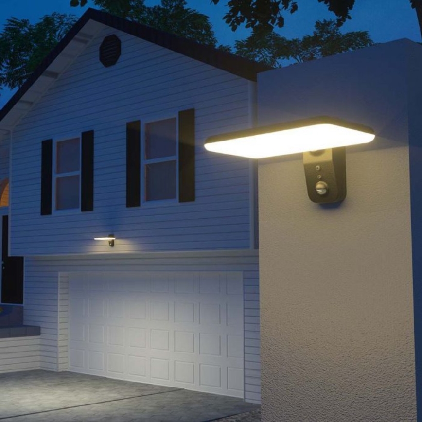 LED Solarna zidna lampa sa senzorom LED/15W/3,2V 4000K/6000K IP65 crno