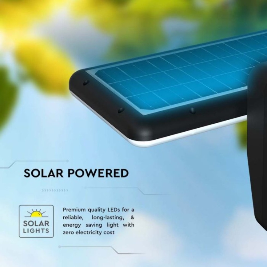 LED Solarna zidna lampa sa senzorom LED/15W/3,2V 4000K/6000K IP65 crno