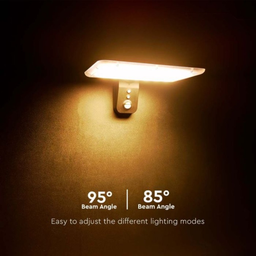 LED Solarna zidna lampa sa senzorom LED/15W/3,2V 4000K/6000K IP65 crno