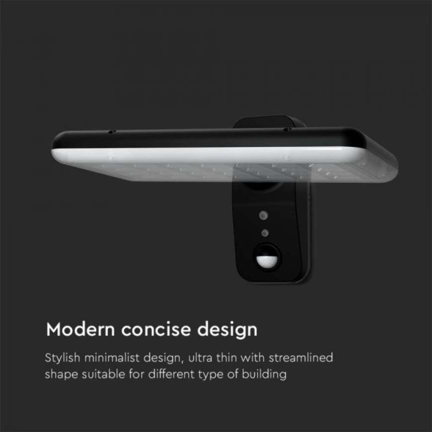 LED Solarna zidna lampa sa senzorom LED/15W/3,2V 4000K/6000K IP65 crno