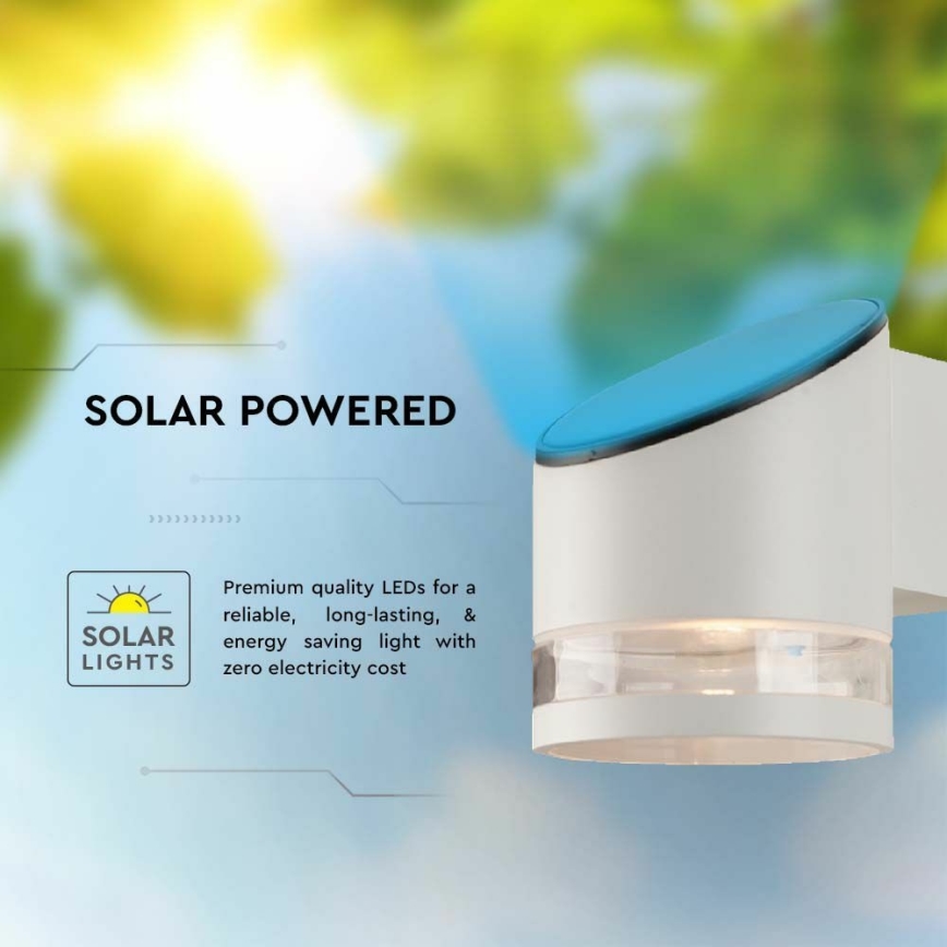 LED Solarna zidna lampa sa senzorom LED/1W/3,7V IP54 3000K bela