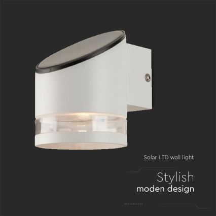 LED Solarna zidna lampa sa senzorom LED/1W/3,7V IP54 3000K bela